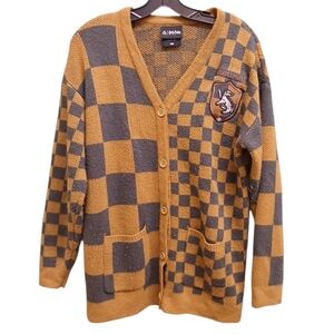 Harry Potter BoxLunch Exclusive Checkered Hufflepuff Cardigan Size Medium